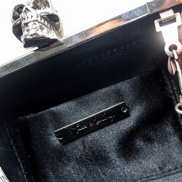 Kate Landry Silver Skull Zebra Hardshell Clutch Evening Bag - Picture 10 of 12